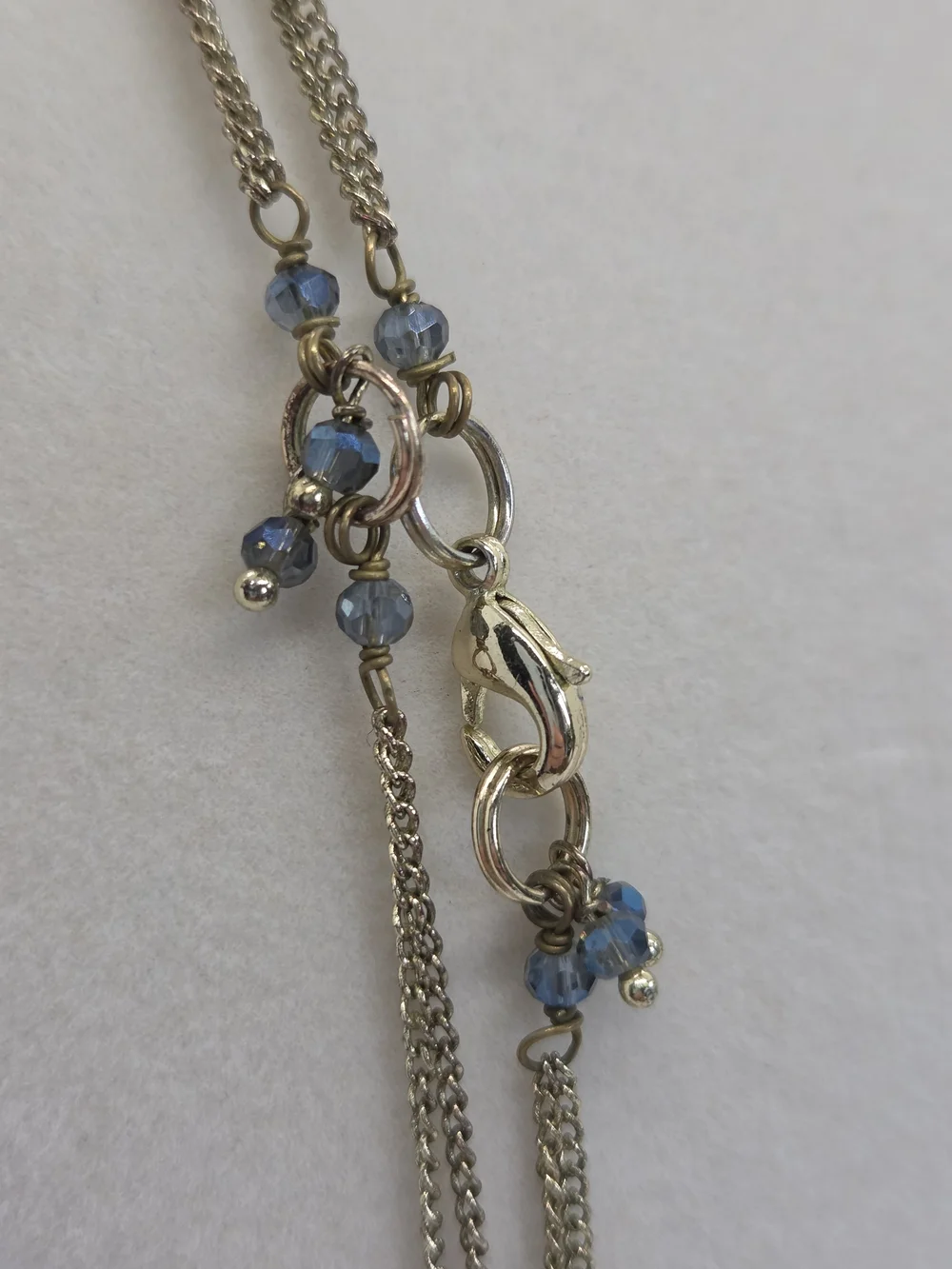 Handcrafted Blue Beaded Gold Tassel Necklace